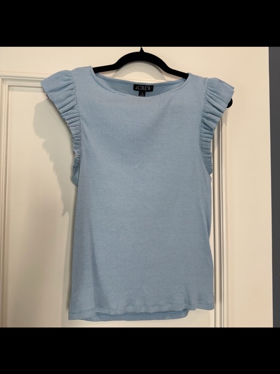 J. Crew Tops - J. Crew Blue Ruffle Sleeve Tank